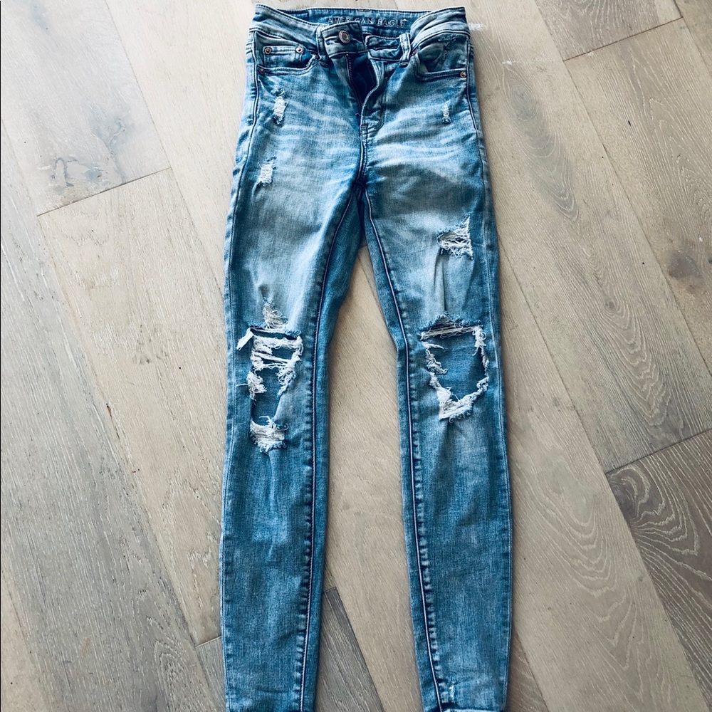 AE distressed high waist jeggings